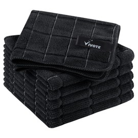 VIVOTE Microfibre Cloth Black Dish Cloths for Washing Up Cleaning Cloths