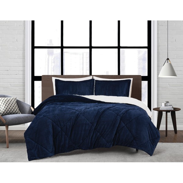 London Fog Corduroy Blue Twin/Twin XL 2 Piece Comforter Set,