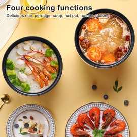 Fockety Digitaler Reiskocher, 300 W, 1,8 L Doppelte Schichten Getreidekocher Anti-Verbrühung Anti-Stick Dampfgarer Elektrischer Kochtopf mit Messbecher für Nudelsuppe Schmoren Dämpfen