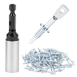 QWORK 100 Pcs 2 Inch Eye Lag Self-Tapping Screws with 2-5/8" Driver, Eye Lag Wood Screws, Attaching Hanger Wire to Joists Eye Bolts, for Accommodates Jack Chain Ceiling Wire