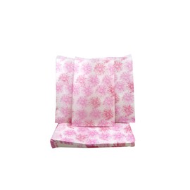 N'icePackaging 200 Qty 6" x 9" Decorative Flat Paper Gift Bags - Pink Flower Pattern on White Bags - For Sales/Treats/Parties Cookies/Gifts