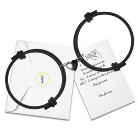 free-space Couple Magnetic Bracelets with Heart Attraction Bell Mutual Bracelets Couple Gifts for Boyfriend Girlfriend His Hers Women Men Lover Him Her Friendship (Black)
