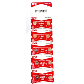 Maxell Batteries LR41 (192, AG3) Alkaline Button Size Battery, On Tear Strip (Pack of 10)