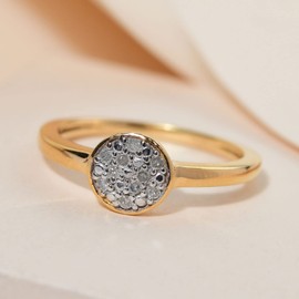 TJC White Diamond Cluster Ring In 14ct Gold Plated 925 Sterling Silver for Women Size X Pave Setting April Birthstone
