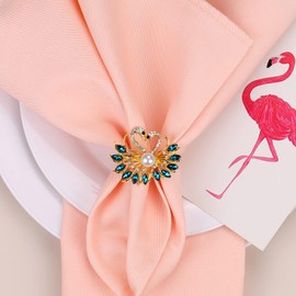 Swan Napkin Rings Set of 6, Delicate Swan Napkin Ring with Blue Rhinestones,Perfect Table Decor for Wedding Banquet Holiday or Family Gathering Decor Favor (Swan x 6)