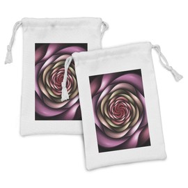 Ambesonne Spires Fabric Pouch Set of 2, Rose Petals Curved Winds Around Fixed Center Point at Increasing Digital Design, Small Drawstring Bag for Toiletries Masks and Favors, 9" x 6", Multicolor