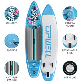 UPWELL 10’6”Inflatable Stand Up Paddle Board with Seat, SUP Inflatable Paddle Boards for Adults Paddleboards, Native Floral