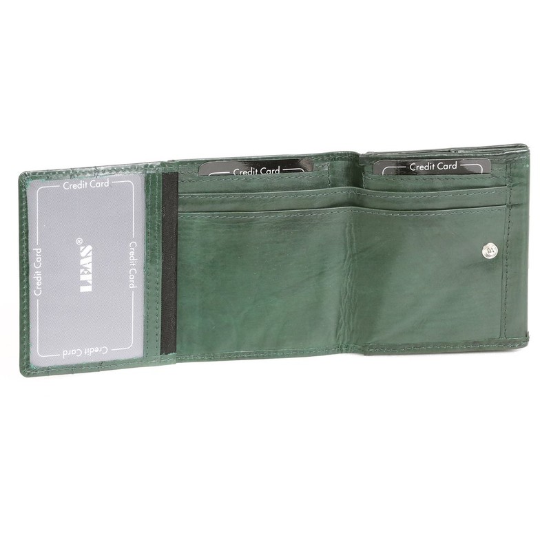 Small Leather Boxed Style wallet with large coin compartment LEAS,
