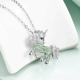 luomart Unicorns Necklace Gifts for Girls,Rainbow Unicorn Necklaces Jewelry Gift for Women Boys Teen Girls Unicorn Lovers (Unicorn Green)