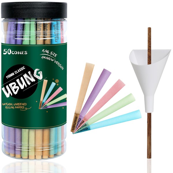 UBUNG Rainbow Cones | 50 King Size Conical Pre-Twisted Sleeves