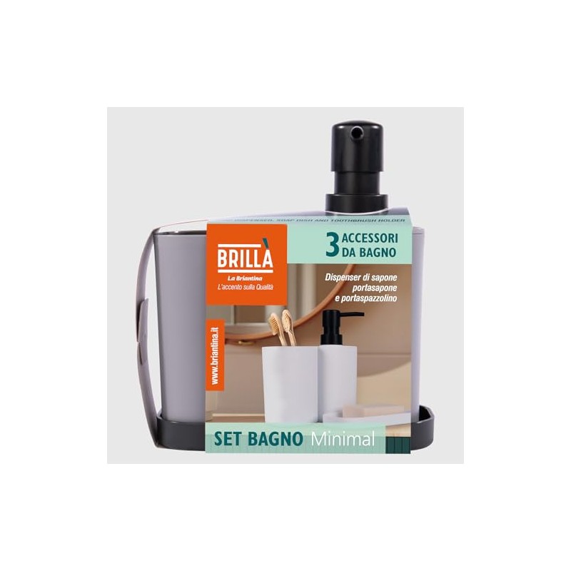 La Briantina Set Bagno in 3 Pezzi – Dispenser Sapone,