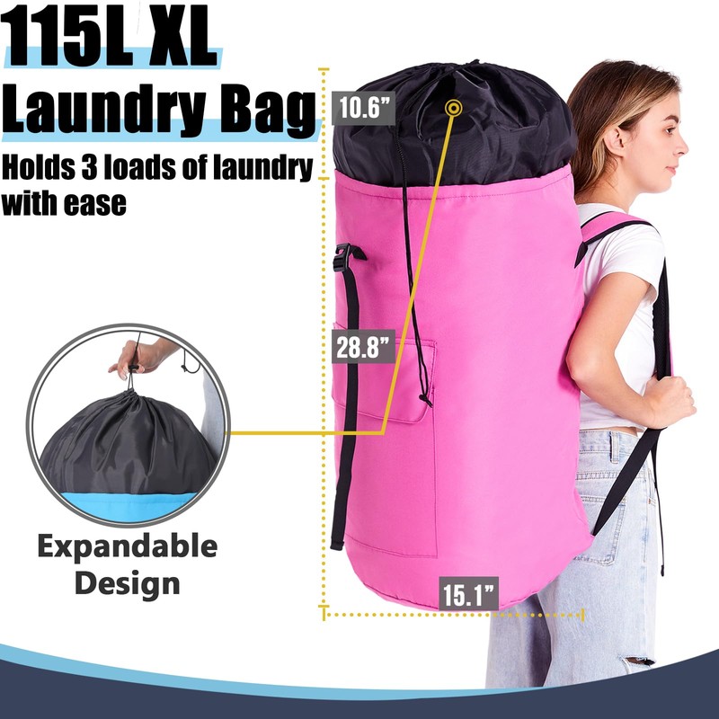 Laundry Bag 115L, College Laundry Backpack with Straps, Laundry Bags