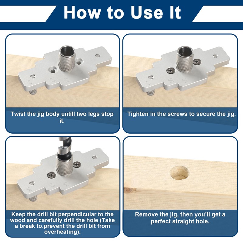 Floating Shelf Bracket Dowel Jig Kit with 1/2" x 9"
