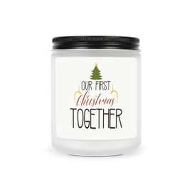 First Christmas Together Gifts for Couple, Scented Candles for Boyfriend Girlfriend 1st Christmas Keepsake 2025, Anniversary Birthday Gift Stocking Stuffers Candle for Him Her (Teakwood&Tabacco)