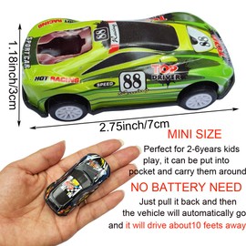 Himeeu 18Pcs Metal Pull Back Racing Car Toy Die Cast Race Cars Vehicles Friction Powered Toddler Boy Toys 2.7 Inch