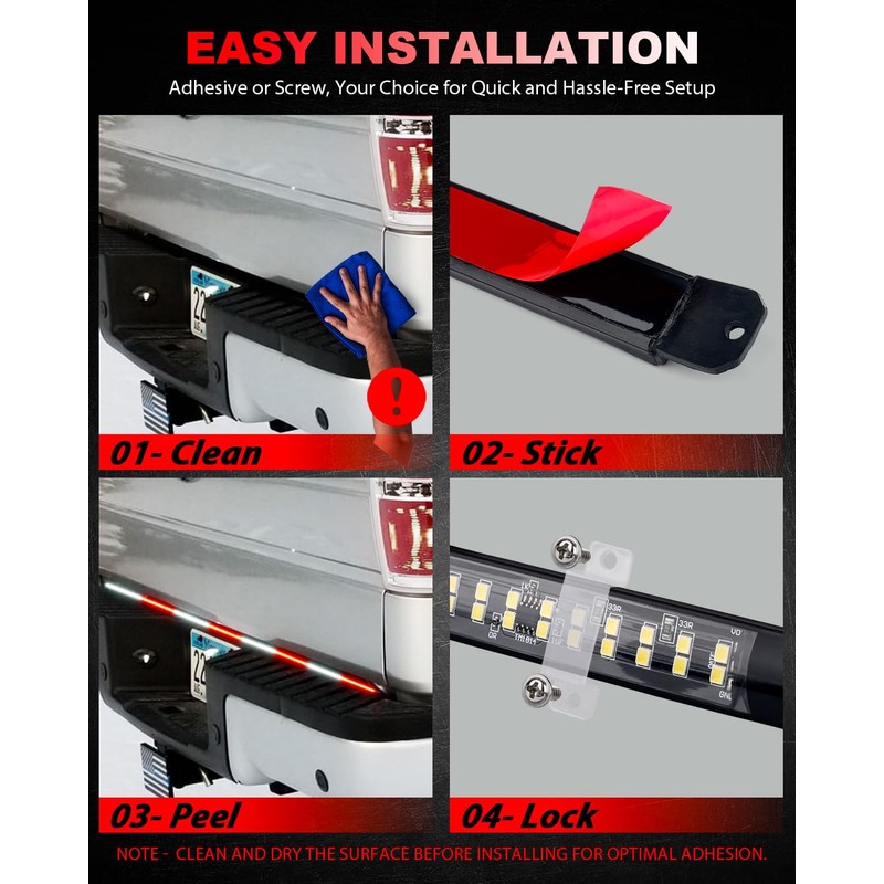 LUMENIX 49" Inch Strobe Light Strips, Back Window | Tailgate