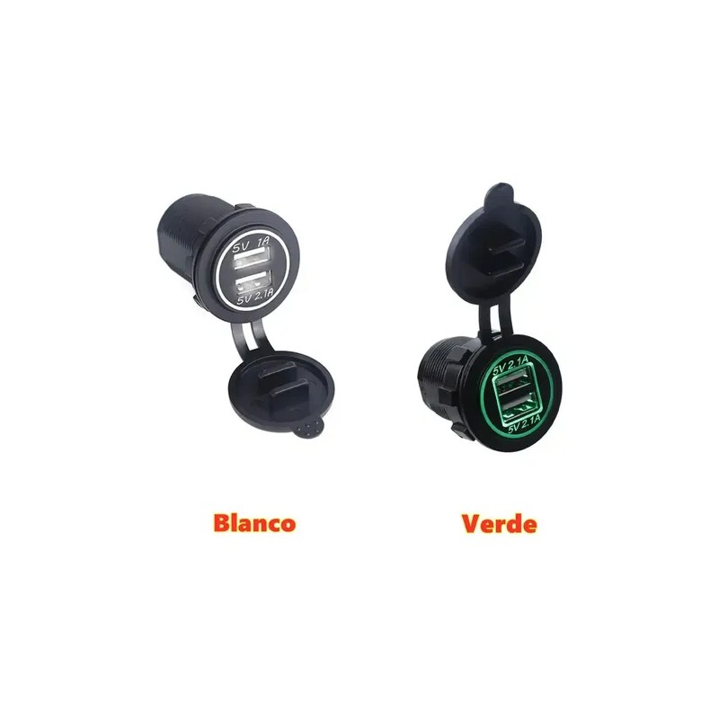 12v 2.1a Para Cargador Iluminado Usb Doble Salida Coche Moto