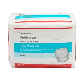Cardinal Health Underwear 18 count pack SURE CARE Plus LARGE