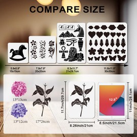 MAYJOYDIY 7Pcs Layered Hydrangea Stencils 5.9×5.9/11.7×8.3inch Summer Flower Leaves Painting Stencil Reusable Plant Template DIY Craft for Painting on Wood Furniture Canvas Wall Decoration