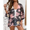 Women's Kimono Cover Up Floral Print Short Sleeve Lightweight Cardigan