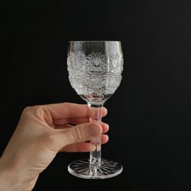Bohemian Czech 4½ oz (135 ml) Crystal Wine Glass Hand Cut Queen Lace, Set of 2