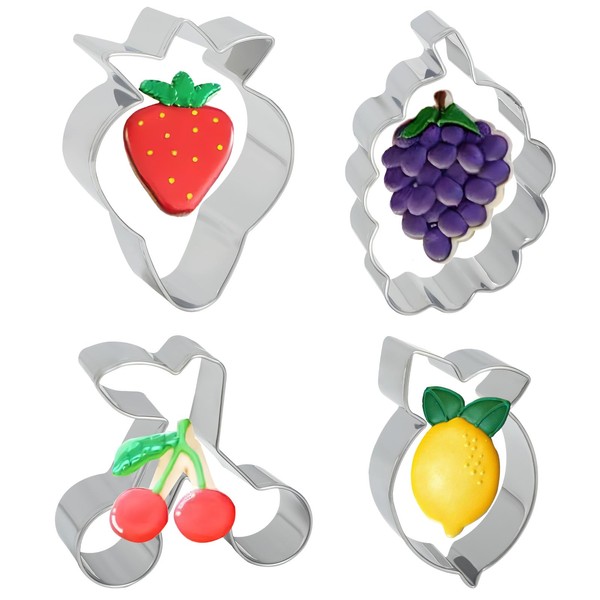 Liobelon 8 Pieces Fruit Shape Cookie Cutters, Stainless Steel Biscuit