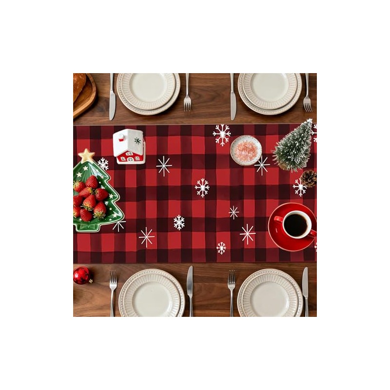 Camino de Mesa Navidad Estampado, Camino de Mesa Invierno Diseño