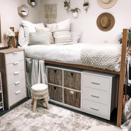 BOLUO Closet Drawers White Fabric 3 Drawer Small Dresser for Closet Organizers and Storage Bedroom Dorm Modern