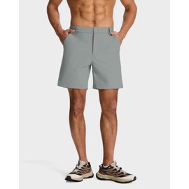 SNOWTEN Men's Classic Fit 7 Inch Golf Shorts Lightweight Quick-Dry Stretch Fabric with 4 Pockets for Hiking Casual Work Grey 34