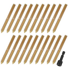 Hicarer 20 Pack 5/16-18 x 4 Inch Hanger Bolts Double Headed Bolts with Driver Self Tapping Screw Threaded Rod Screws for Furniture Double Headed for Wood Furniture Joint
