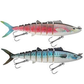 8-Segment Multi-Jointed Fishing Lures, 3D Lifelike Eyes Slow Sinking Fishing Tackle, Fishing Bait with Premium Fishing Hooks - Great Fishing Accessories for River, Lake & Sea Fishing