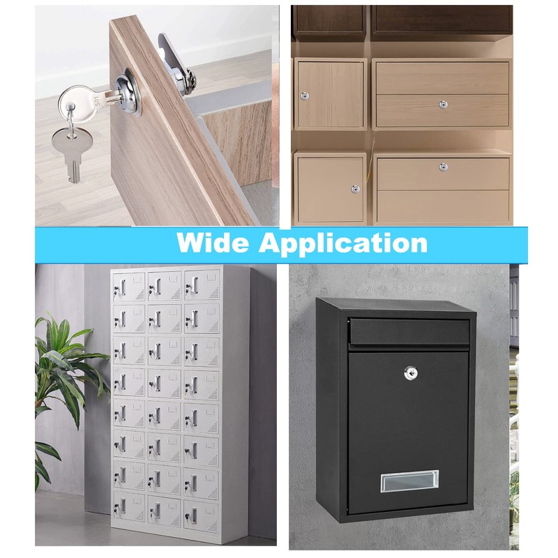 Litensh Cabinet Cam Locks 30mm, Mailbox Lock with Key Different,