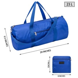 Vorspack - bolsa deportiva plegable para hombre y mujer, ligera, con bolsillo interior para viajes y deportes, Azul