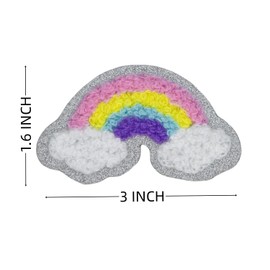 5 PCS 3" Rainbow Chenille Patches, Self Adhesive Patches for Clothing, Stick on Embroidered Patches,Iron on Patches for Hats Bags Backpacks Jeans. (Rainbow with Silver Edge, 5 pcs)