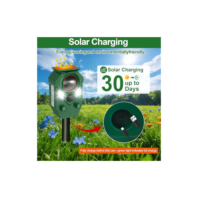 Ultrasonic Animal Repeller Outdoor,Cat Repellent & Deterrent with PIR Sensor