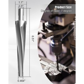 7 Degree Ball Joint Tapered Reamer, 6542 High-Speed Tool Steel Ball Joint Reamer for 1-1/2in Per Foot, Tapered Reamer Tie Rod