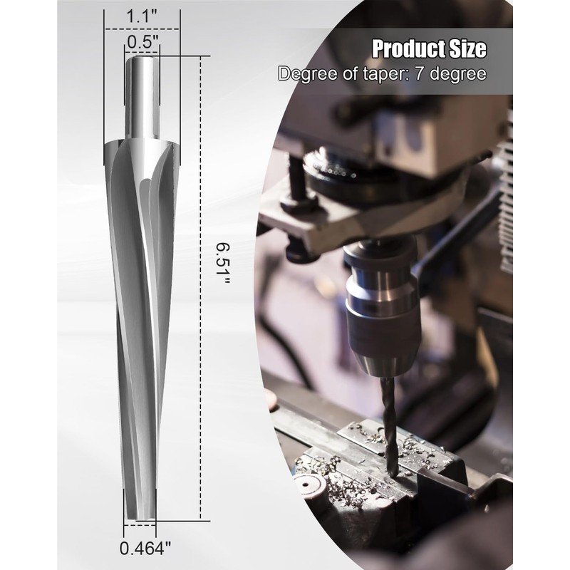 7 Degree Ball Joint Tapered Reamer, 6542 High-Speed Tool Steel