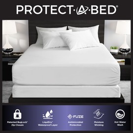 Protect-A-Bed Essential Zippered Mattress Encasement Full, 100% Waterproof Top, Bed Bug Resistant, Dust Mite Barrier Mattress Encasement, Breathable & Quiet, Antimicrobial, Fits 6"-11" Mattresses​