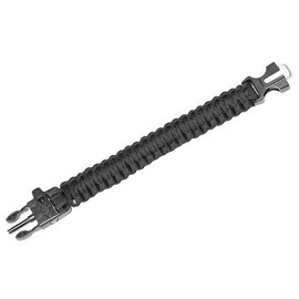 Survival Bracelet for Emergency Paracord with Whistle, Flint, Scraper for Outdoors Black