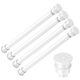 Fvonzon 4 Pack Small Tension Rods 12-19 Inch, Thin Tension Curtain Rods for Windows, Spring Rod for Closet, Cabinet & Kitchen, Mini Curtain Rod Tension Fit, Tiny Skinny Compression Rods White