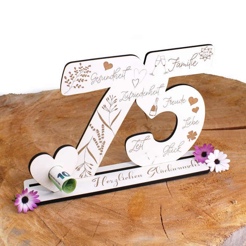 Decorative Stand 75th Birthday Money Gift Anniversary Table Decoration to