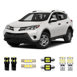 MEALAM White LED Bulbs Package Kit Compatible with 2006-2012 2013 2014 2015 Toyota RAV4 Interior Map Dome Light + License Plate Light and Install Tool, 8 Piece