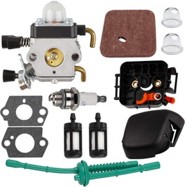 FS45 FS55 Carburetor for STIHL FS38 FS45 FS46 FS55 KM55 HL45 FS45L FS45C FS46C FS55C FS55R C1Q-S97 String Trimmer Weed Eater w Air Filter Cover & Housing Fuel Line Kit