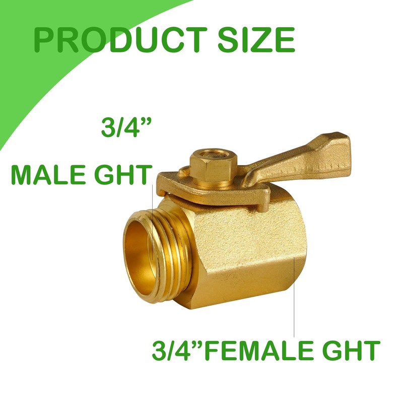 LIULO TOOL Brass Garden Hose Shut Off Valve, 2 Pack