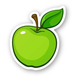 Squiddy Green Apple Cute Cartoon - Vinyl Sticker Decal for Phone, Laptop, Water Bottle (3" Tall)