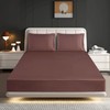 ROOEE Satin Silk Fitted Sheet with Pillowcase Set Breathable Soft