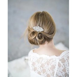 Rhinestone Crystal Vine Bridal Comb, Wedding or Prom Hair Side Comb Art Deco Accessory for Women, Brides Hair Accessories Silver Color