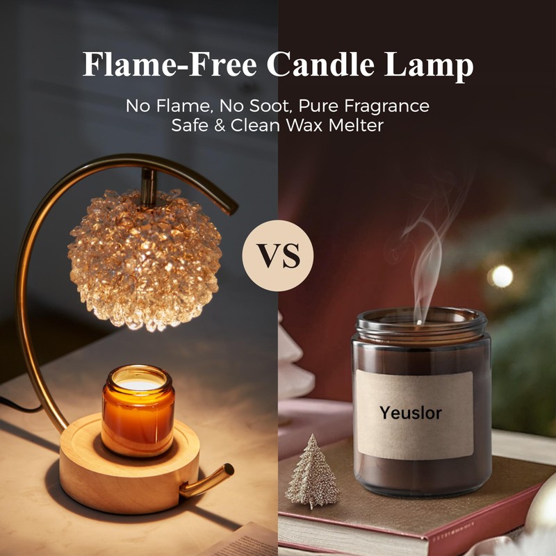 Yeuslor Gold Candle Warmer Lamp for Jar Candles with Adjustable