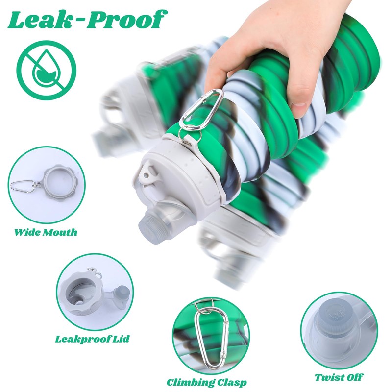 Collapsible Water Bottle for Adults, Boys, Students, Kids, Reusable Silicone