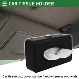 Motoforti Universal Car Tissue Holder Mask Holder Tissues Box Cover Car Backseat Extra Large Tissue Organization, 21x12x5.5cm Faux Leather Black